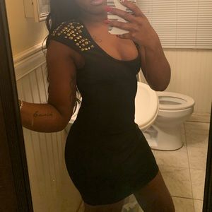 Black & Gold Bebe Bandage Dress